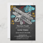 Invitation Chalkboard Adventure Attend le Baby shower d'avion (Devant)