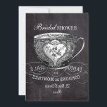 Invitation Chalkboard Alice à Wonderland tea party teacup<br><div class="desc">Chalkboard art rustique nuptiale douche invitation thé fête.</div>