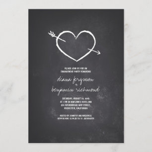 Invitation Chalkboard amour coeur rustique fiançailles