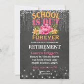 Invitation Chalkboard amusant enseignant Floral Retraite (Devant)
