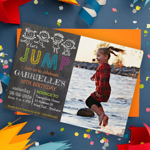 Invitation Chalkboard Anniversaire Trampoline Party Invitatio