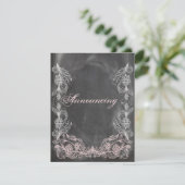 Invitation Chalkboard Antique Pink Floral Mariage Annonce (Debout devant)