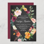 Invitation Chalkboard Aquarelle Automne Floral Fiançailles<br><div class="desc">Invités Invitations à votre événement avec cette invitation à la fête de fiançailles au tableau rouge à fleurs et rustiques. Il présente un cadre diamant couleur aquarelle de roses roses, violets, oranges et rousses, des pivoines et d'autres fleurs avec des feuilles d'eucalyptus et des accents de verdure. Cette élégante invitation...</div>