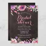 Invitation Chalkboard Aquarelle Fête des mariées florale<br><div class="desc">Doté de roses délicats d'aquarelle encadrant vos détails de douche nuptiale sur un arrière - plan chic shabby. Personnalisez avec vos informations spéciales de douche nuptiale en lettres blanches chic. Conçu par Thisisnotme©</div>