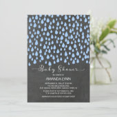 Invitation Chalkboard Aquarelle Raindrops Baby shower garçons (Debout devant)