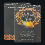 Invitation Chalkboard automne<br><div class="desc">Fall in Love Chalkboard automne carte d'invitation avec citrouille,  fleurs d'automne,  feuille et citrouille. Parfait pour les couples d'automne invitation à la douche.</div>