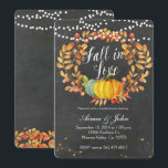 Invitation Chalkboard automne<br><div class="desc">Fall in Love Chalkboard automne carte d'invitation avec citrouille,  fleurs d'automne,  feuille et citrouille. Parfait pour les couples d'automne invitation à la douche.</div>