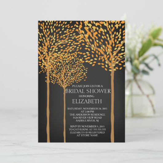 Invitation Chalkboard Automne Arbres nuptiale Douche Invitati (Debout devant)