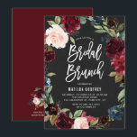 Invitation Chalkboard Automne Floral Wreath Bridal Brundal Br<br><div class="desc">Célébrez la mariée d'être avec cette invitation rustique de brunch floral. Il présente des illustrations d'aquarelle de couronnes florales bordeaux, rousses et bleues sur un arrière - plan en faux tableau de bord. Cette invitation à la douche nuptiale fleurie est parfaite pour les événements d'automne et de boho. L'arrière de...</div>