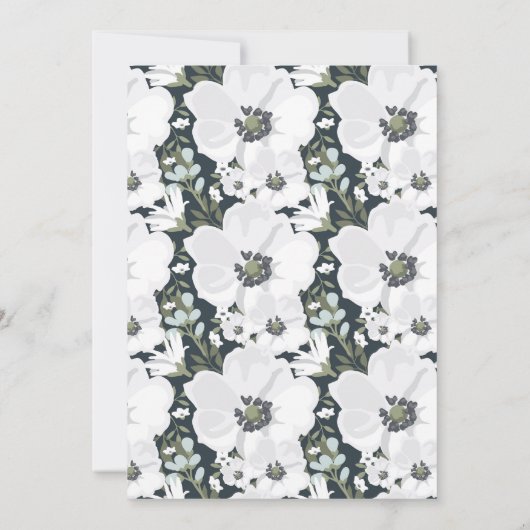 Invitation Chalkboard Avec Fleurs Blanches Anémonique Montre  (Dos)