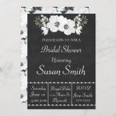 Invitation Chalkboard Avec Fleurs Blanches Anémonique Montre  (Devant / Derrière)