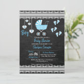 Invitation Chalkboard Baby Boy 👶 Conception de douche (Debout devant)