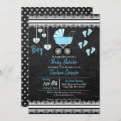 Invitation Chalkboard Baby Boy 👶 Conception de douche (Devant / Derrière)