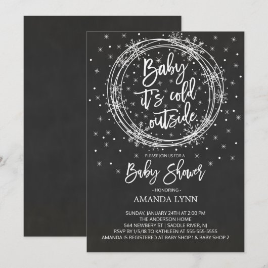 Invitation Chalkboard Baby Il fait froid dehors Baby shower (Devant / Derrière)