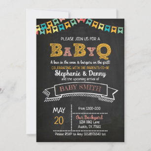 Invitation Chalkboard Baby-Q Baby shower genre neutre