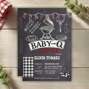 Invitation Chalkboard Baby-Q Grill Baby shower