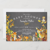 Invitation Chalkboard Baby shower d'animaux forestiers de boi (Devant)