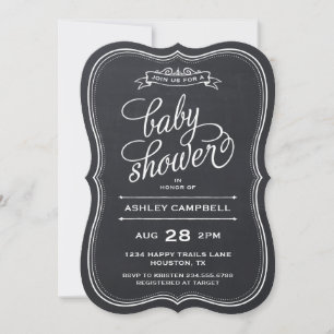 Invitation Chalkboard Baby shower de typographie moderne