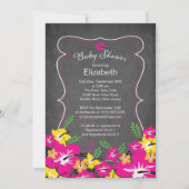 Invitation Chalkboard Baby shower des fleurs d'Hibiscus tropi (Devant)