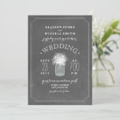 Invitation Chalkboard & Baby's Breath Mason Jar Mariage (Debout devant)