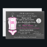 Invitation Chalkboard Basketball Lingerie Douche Bachelorette<br><div class="desc">Chalet de basket et lingerie,  Fête des mariées rose chaud,  Bachelorette Party Invitations,  parfait si votre mariée est un fan de basket et aime le basket-ball.</div>