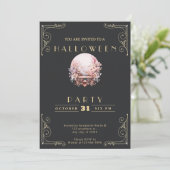 Invitation Chalkboard Black & Gold Crystal Ball Halloween (Debout devant)
