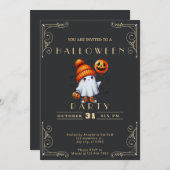 Invitation Chalkboard Black & Gold Ghost Casquettes chauves-s (Devant / Derrière)