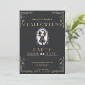 Invitation Chalkboard Black & Gold Gothique Victorien Hallowe (Debout devant)