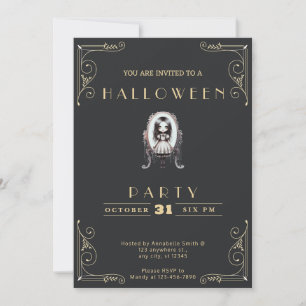 Invitation Chalkboard Black & Gold Gothique Victorien Hallowe