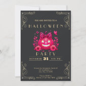 Invitation Chalkboard Black & Gold Jack-O' Lantern Halloween (Devant)