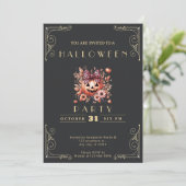 Invitation Chalkboard Black & Gold Jack-O' Lantern Halloween (Debout devant)