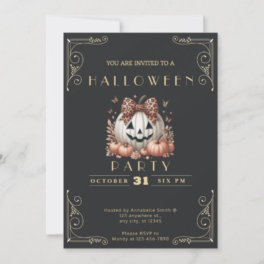 Invitation Chalkboard Black & Gold Jack-O' Lantern Halloween (Devant)