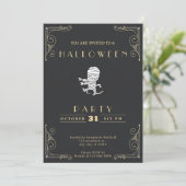 Invitation Chalkboard Black & Gold Running maman Halloween (Debout devant)