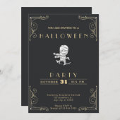 Invitation Chalkboard Black & Gold Running maman Halloween (Devant / Derrière)