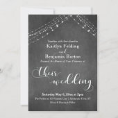 Invitation Chalkboard Blanc Chaînes de lumière Mariage de cal (Devant)
