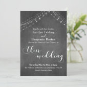 Invitation Chalkboard Blanc Chaînes de lumière Mariage de cal (Debout devant)