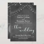 Invitation Chalkboard Blanc Chaînes de lumière Mariage de cal<br><div class="desc">Avec un arrière - plan de tableau noir texturé et deux cordes d'accents lumineux scintillants, j'ai combiné une belle police de script moderne pour rendre des graphiques représentant des mots clés et des phrases dans cette collection sur le thème du mariage. Dans ce coque, la calligraphie est utilisée de plusieurs...</div>