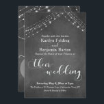 Invitation Chalkboard Blanc Chaînes de lumière Mariage de cal<br><div class="desc">Avec un arrière - plan de tableau noir texturé et deux cordes d'accents lumineux scintillants, j'ai combiné une belle police de script moderne pour rendre des graphiques représentant des mots clés et des phrases dans cette collection sur le thème du mariage. Dans ce coque, la calligraphie est utilisée de plusieurs...</div>