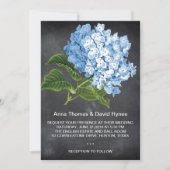 INVITATION CHALKBOARD BLUE HYDRANGEA MARIAGE PERSONNALISÉ (Devant)