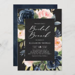 Invitation Chalkboard Blush et Marine Floral Bridal Brunch<br><div class="desc">famille d'Invitations et amis à votre événement avec cette invitation rustique à brunch de mariée à fleurs bleues. Il présente un cadre floral aquarelle bleu marine et des fleurs roses rousses avec un arrière - plan en faux tableau. Personnalisez en ajoutant les noms, la date, l'heure, le lieu et d'autres...</div>