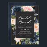 Invitation Chalkboard Blush et Marine Floral Bridal Brunch<br><div class="desc">famille d'Invitations et amis à votre événement avec cette invitation rustique à brunch de mariée à fleurs bleues. Il présente un cadre floral aquarelle bleu marine et des fleurs roses rousses avec un arrière - plan en faux tableau. Personnalisez en ajoutant les noms, la date, l'heure, le lieu et d'autres...</div>