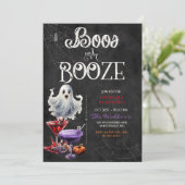 Invitation Chalkboard Boos & Booze Halloween Cocktail Party (Debout devant)