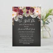 Invitation Chalkboard Bourgogne Floral Mariage Vow Renouvelle (Debout devant)