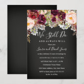 Invitation Chalkboard Bourgogne Floral Mariage Vow Renouvelle (Devant / Derrière)