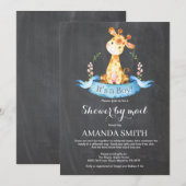 Invitation Chalkboard Boy Giraffe Baby shower par la poste (Devant / Derrière)