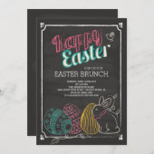 Invitation Chalkboard Brunch de Pâques Dîner de fête Invitati (Devant / Derrière)