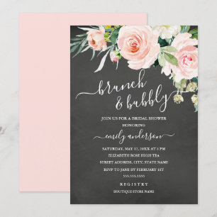 Invitation Chalkboard Brunch Floral Et Fête des mariées Bubbl