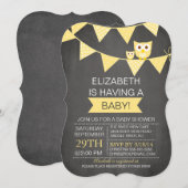 Invitation Chalkboard Bunl Chouette Baby shower neutre (Devant / Derrière)