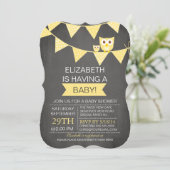 Invitation Chalkboard Bunl Chouette Baby shower neutre (Debout devant)