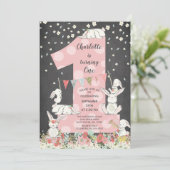Invitation Chalkboard Bunny Big One Girls Anniversaire Invita (Debout devant)